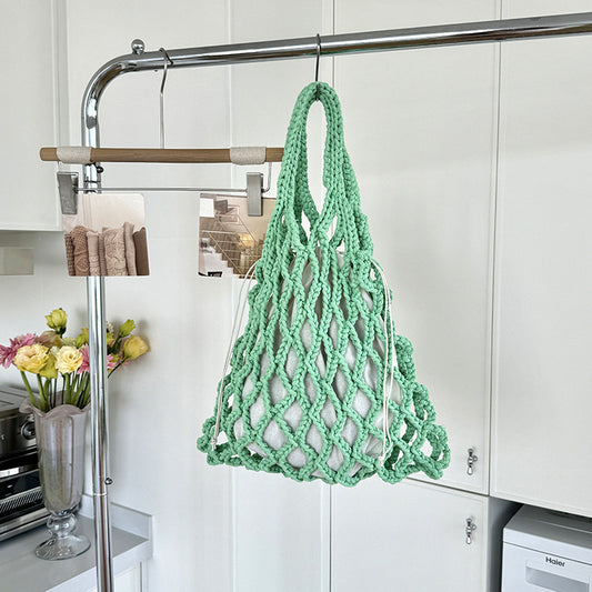 Hollow hand-woven women mesh holiday handbag