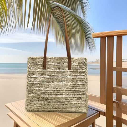 Handmade crochet square single-shoulder casual straw woven summer beach bags