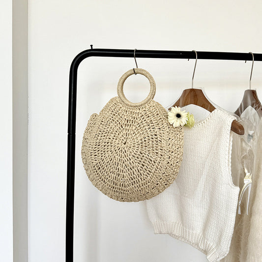 Hand-woven women summer beach straw bag