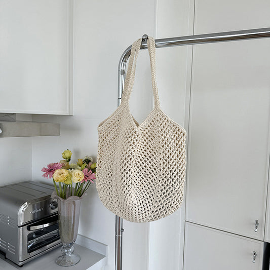 Hand-woven cotton yarn mesh women summer shoulder bag