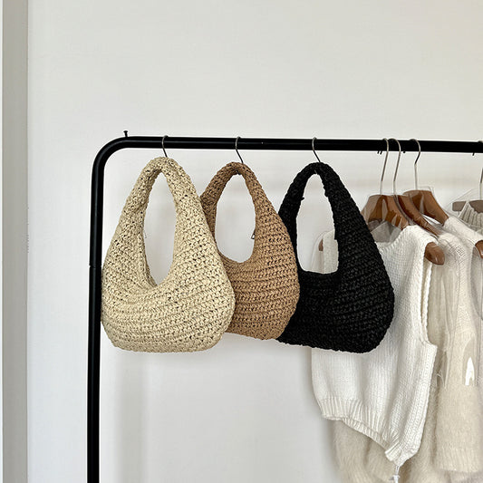 Women handmade weaved summer straw handbag