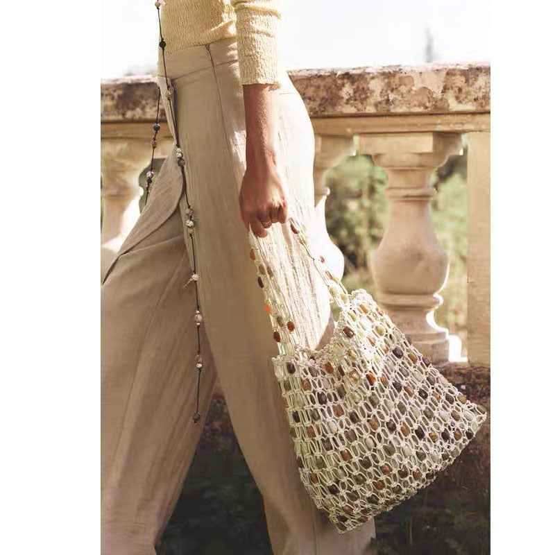 Summer beach holiday bead woven net bag